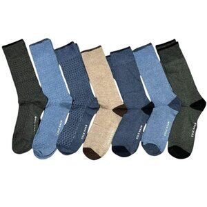 Cole Haan Men’s Blue Tan Casual Dress Crew Socks - 8 pairs -Shoe Size 7-12 - NWT